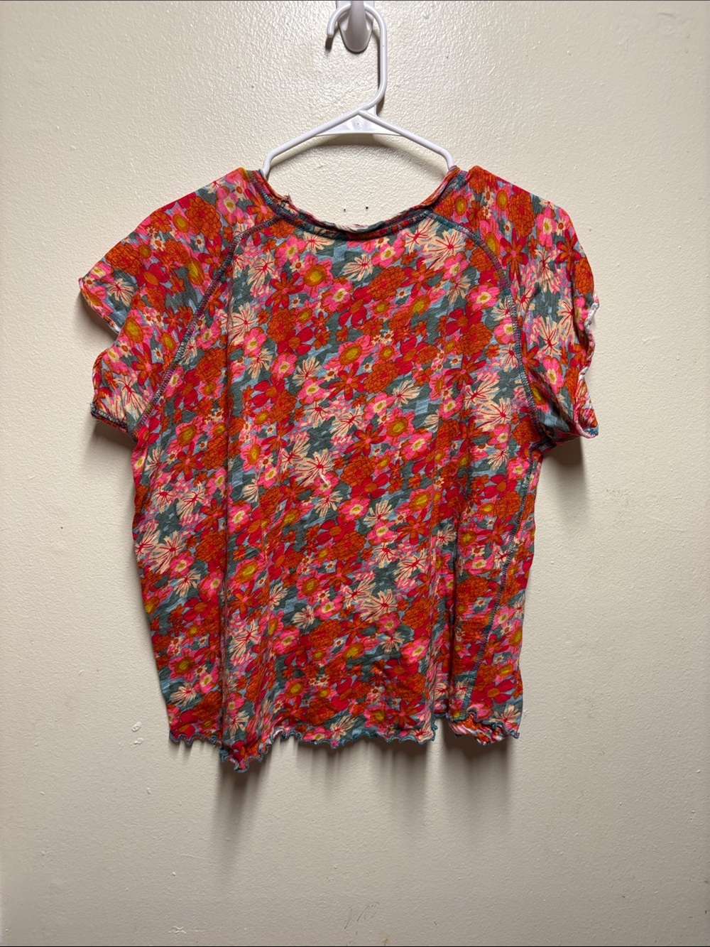 Natural Life Lily Printed Knit Tee Shirt - Pink Red Floral - Picture 5 of 5